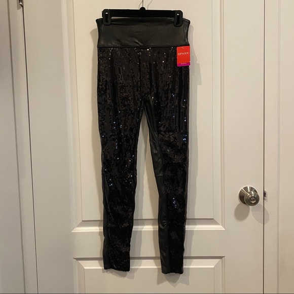 Spanx Faux Leather Sequin Leggings - Picture 6 of 7